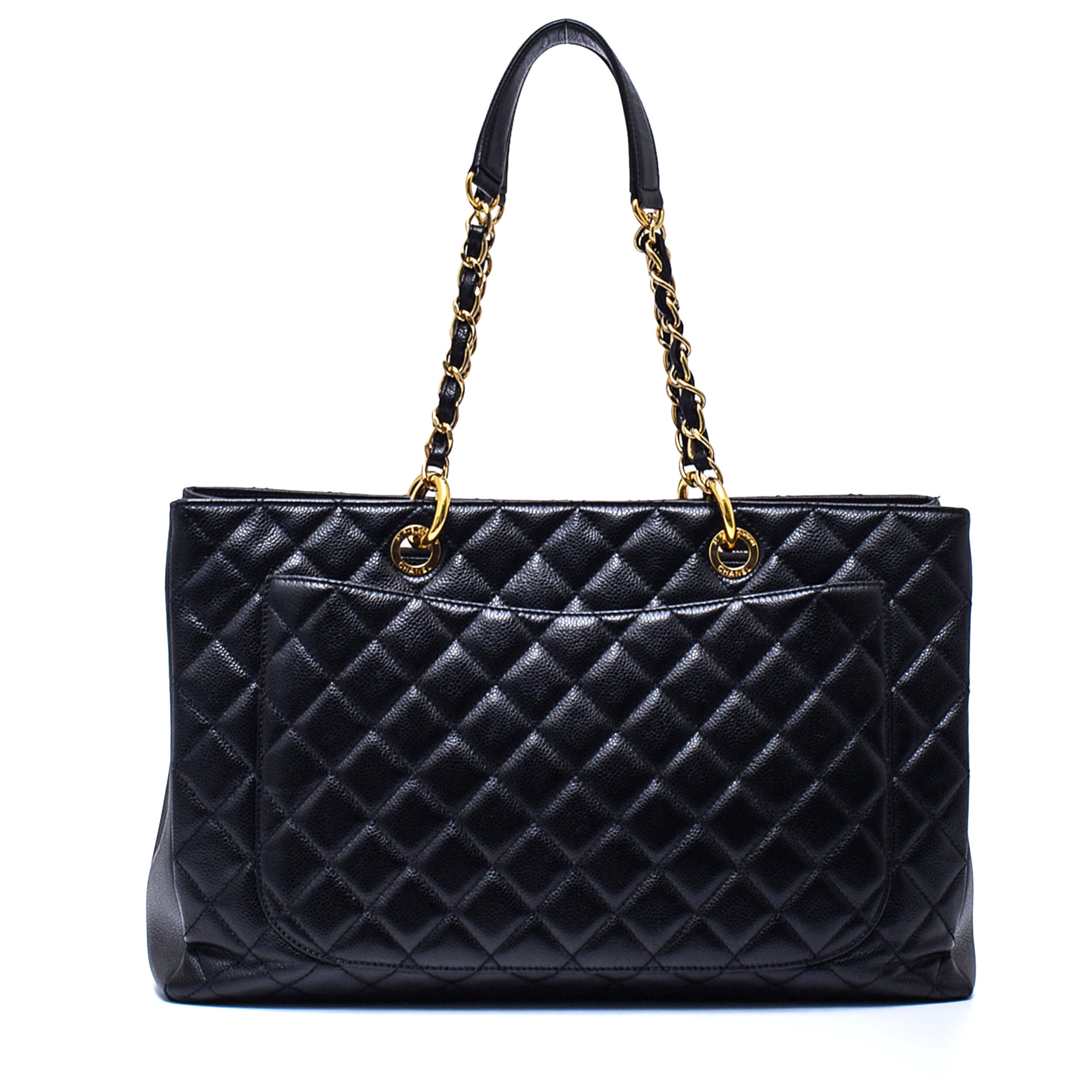 Chanel - Black Quilted Caviar Leather GTS Large Shopping Tote Bag